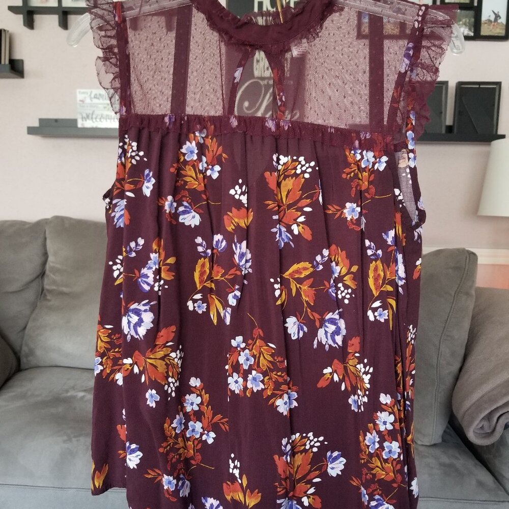 Arizona Plum/Maroon Floral Print Tank